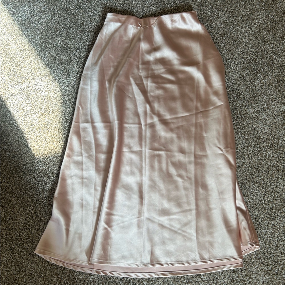 Zeagoo Blush Satin A-Line Skirt